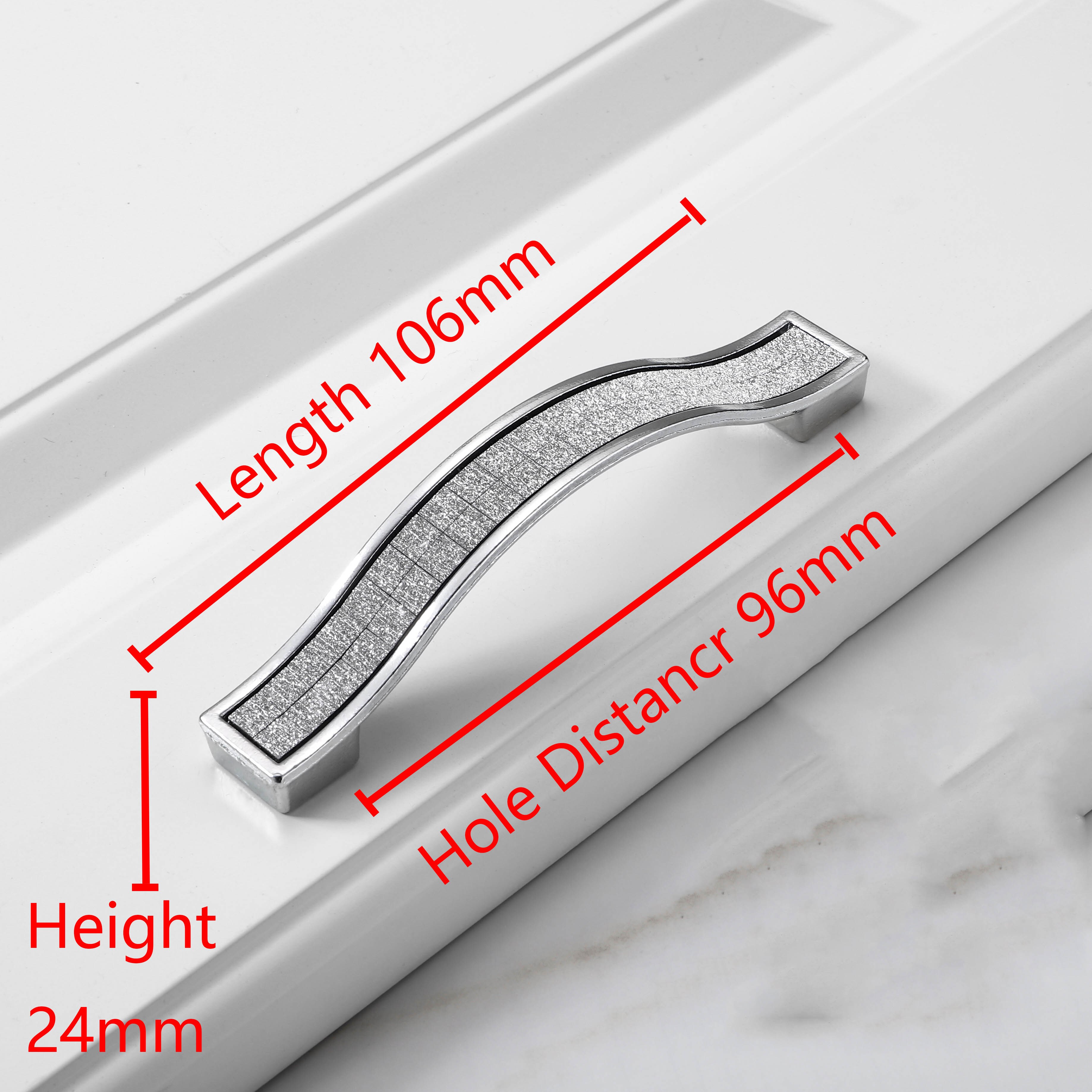 Rhinestone Crystal Drawer Europe Style Aluminum-Alloy Furniture Door Pull Handle for Drawer Cabinet Cupboard Kitchen Hardware: Silver-96mm