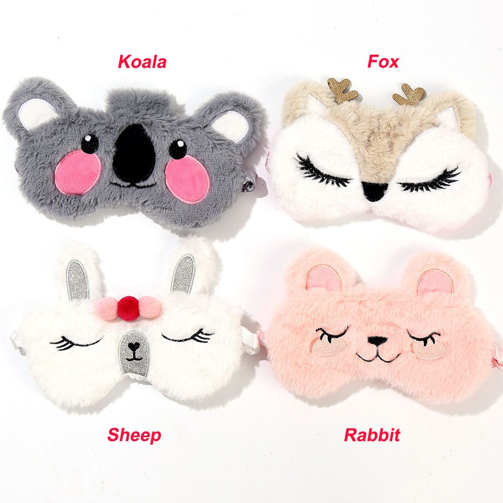 Plush Sleep Mask Cute Koala Rabbit Blindfold Eye Band Aid Cover Night Dream Mask Cotton Bandage Sleeing Relax
