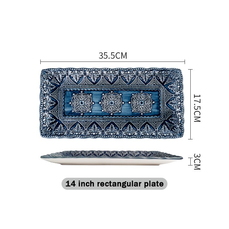 Dinner Set of Ceramic Dishes Full Ceramic Christmas Tableware Plates Ceramics Dishes for Serving Baroque Northern Europe: 14 inch plate