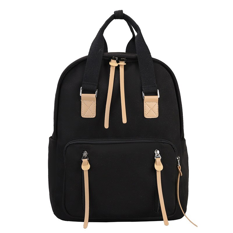 Mochila de lona para adolescentes, mochila escolar a la para mujeres, mochila informal para niñas, cuaderno para estudiantes, bolsas grandes de viaje, mochila XA596H: Black