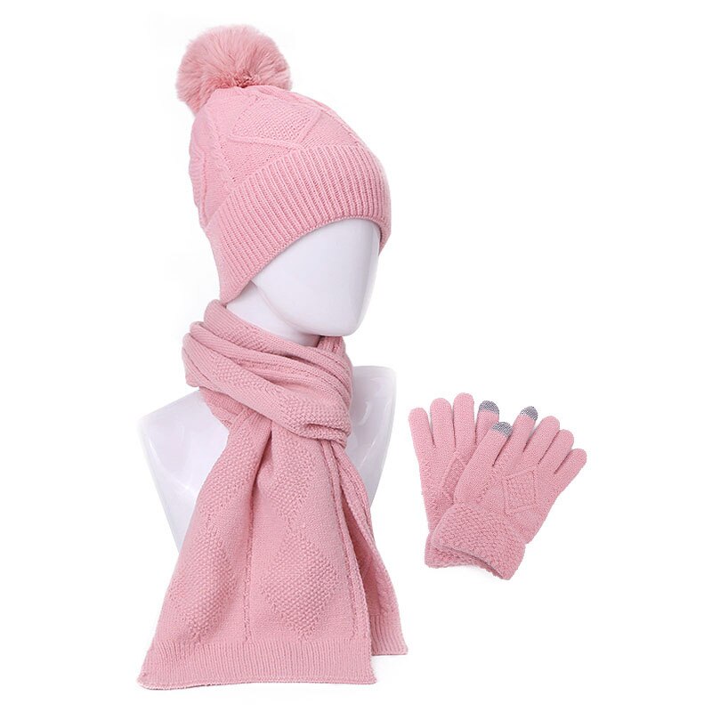 Huivi hattu hansikas setti kolmiosainen talvi syksy ulkona lämpimät hatut huivi käsineet setti naisille ja miehille unisex: C