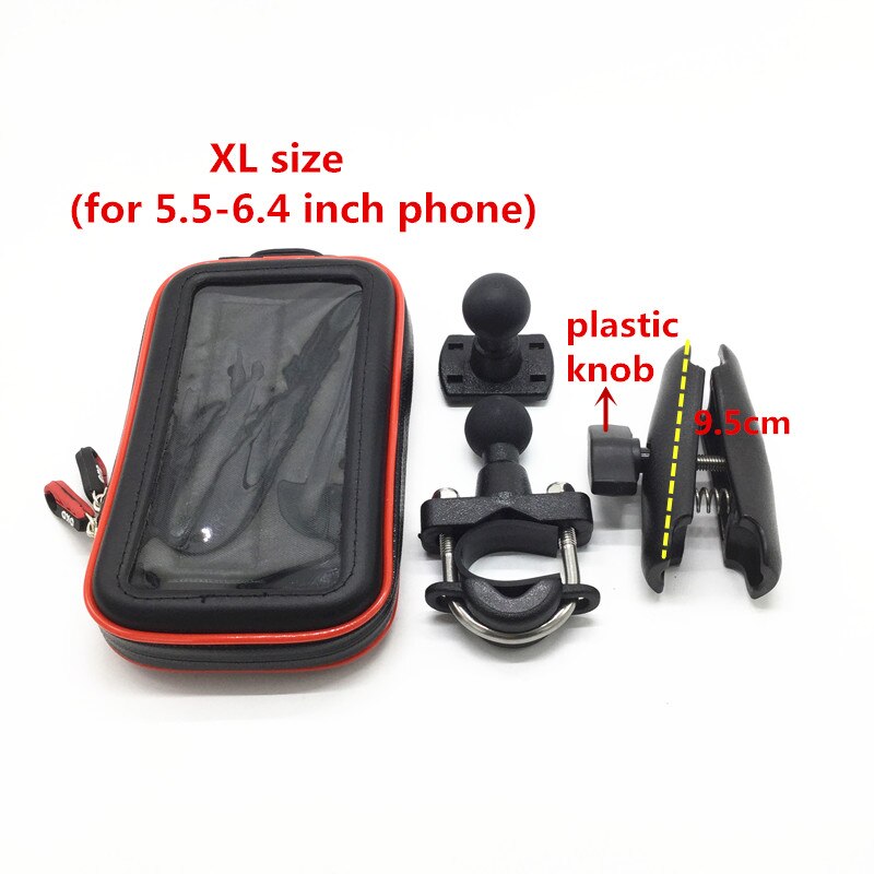 Motorcycle Phone Mount - Waterproof Zipper Case - ABS Plastic - Anti-theft Lever - for Smartphones: kit 3