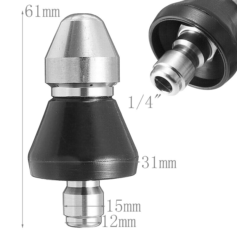 Pressure Washer 1 Front 6 rear 1/4 inch drain pipe dredging nozzle