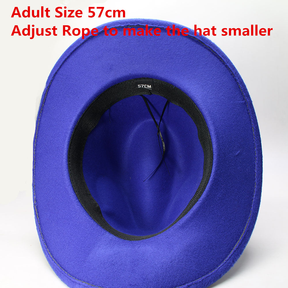 Kvinder mænd/barn barn retro uld cowboy western cowgirl bowlerhat bred skygge fedora kasket kranium læderbånd bånd  (57cm/54cm- juster