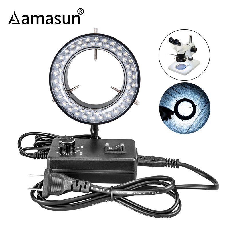 220V 4.5W DC12V Ring Light Stereo Microscope Light, Microscope LED Ring Light Avec 56 LED, Luminosité Réglable Pour Microscope Stéréo Accessoire De Caméra Pour La Réparation De