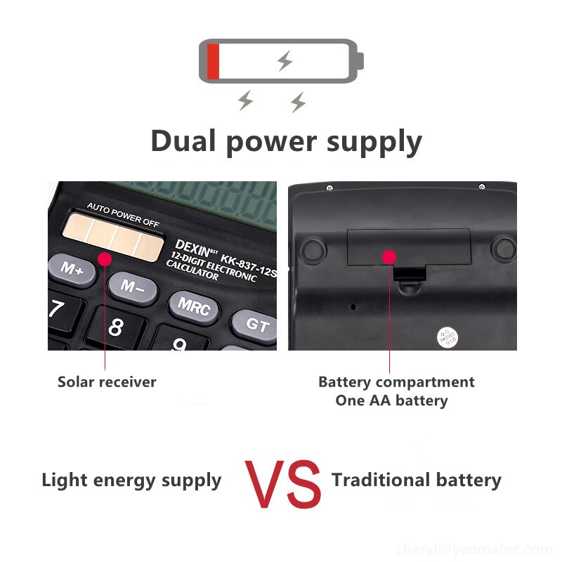12 digit large screen calculator solar financial accounting clear inventory office home mall store stationery dual power supply
