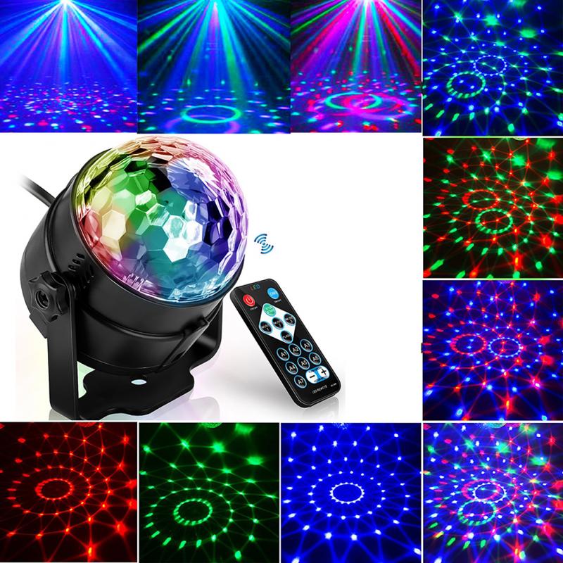 Disco Ball 360° Rotating LED Party Lamp Music Activated Disco With Remote Control 7 Color RGB Dynamic Disco Light Effects For Party, Christmas, Kids, Xmas