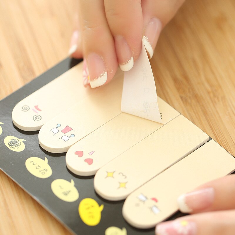 200 vellen/Set Leuke Kawaii Creatieve vinger Memo Pad Mini Sticky Notes Grappige Uitdrukkingen Papier Sticker Bookmark Papeleria