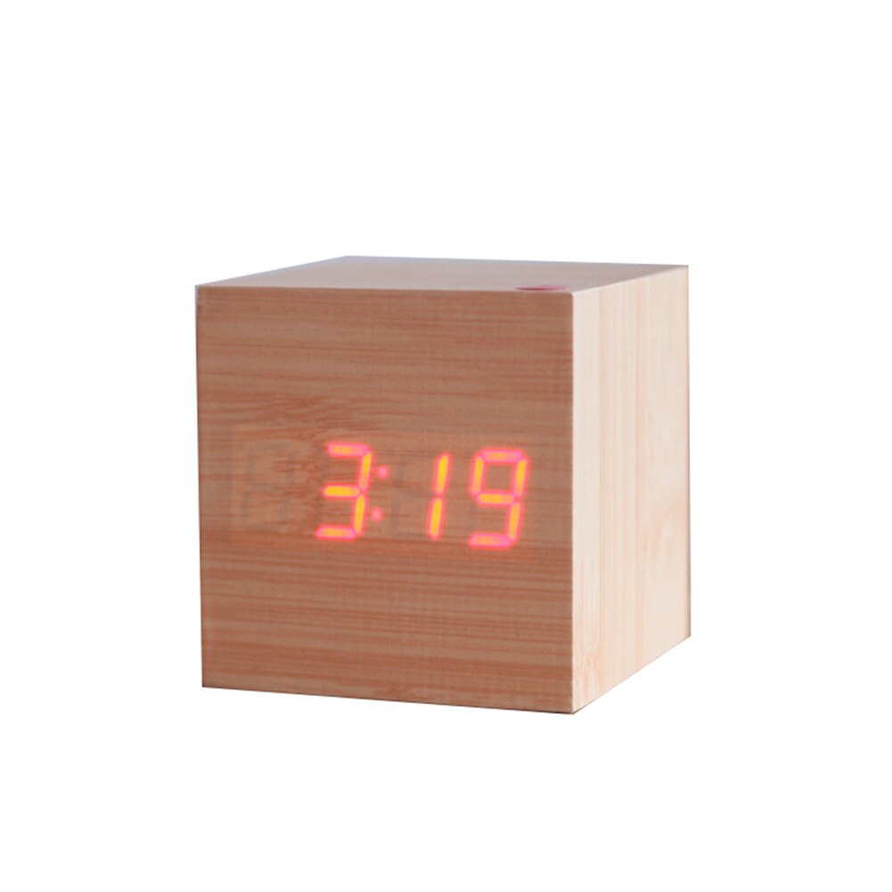 Horloge miroir en bois moderne commande sonore | Horloge numérique de bureau, horloge numérique, horloge électronique: bamboo red