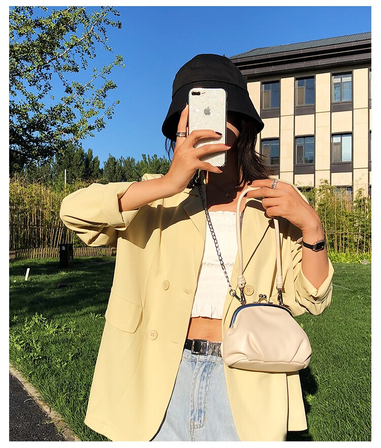 Western stijl effen kleur handtas stijl getextureerde dames ketting schoudertas zomer schelpentas