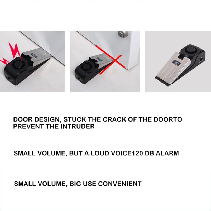 Mini alarme anti-choc sans fil, Vibration, cale de porte moulée, système d'alerte de sécurité, 120 dB, alarme d'arrêt de porte