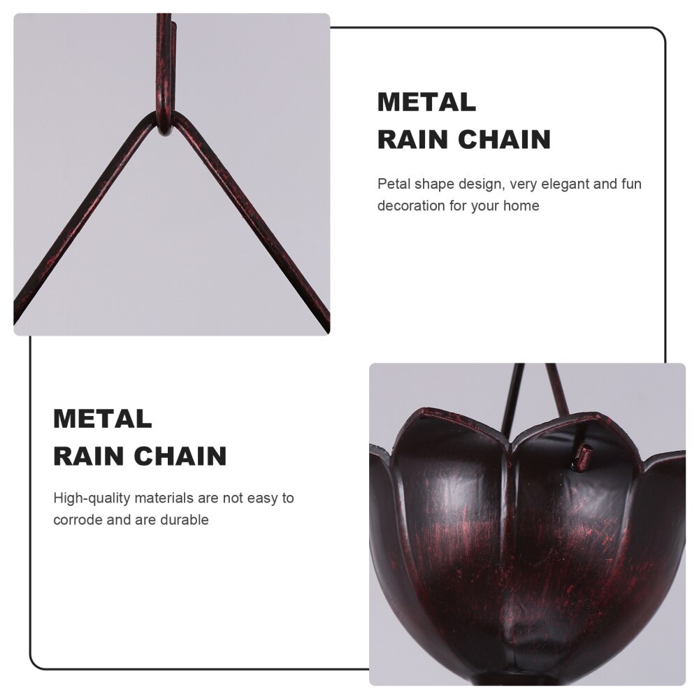 1m Universal Rain Chain Metal Chimes and Cups Flower Rain Catcher for