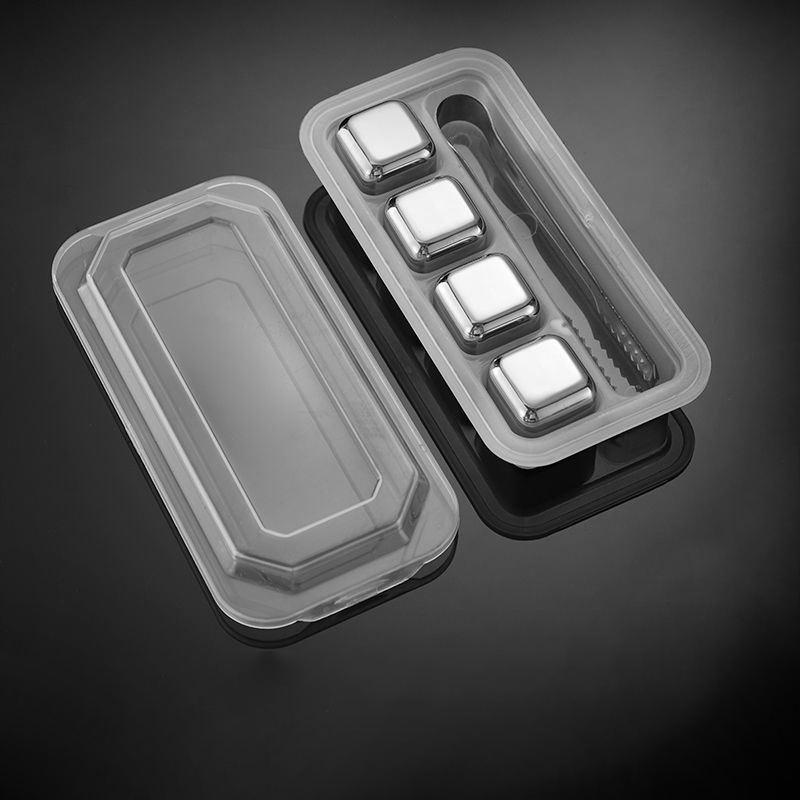 4/6/8 Pce Stainless Steel Ice Cubes Whiskey Stones Set Drinks Wine Champagne Cooler Round Reusablel Ice Cube Bar Utensils: style B