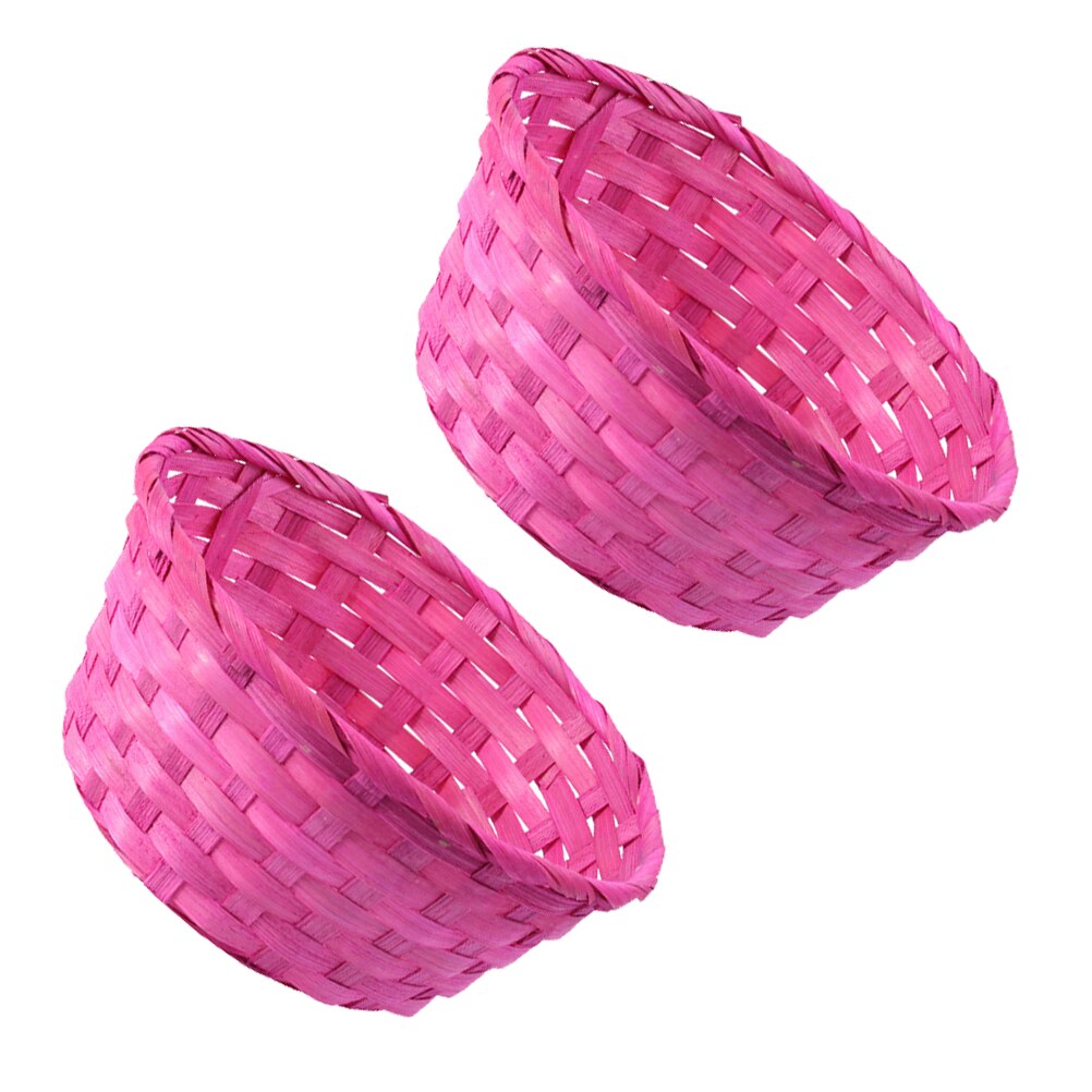 2pcs Storage Basket Durable Natural Practical Easter Basket Fruits Basket Bamboo Baskets for Festival Easter: Rosy