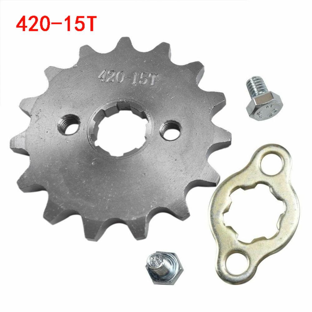 14t 15t 16t 17t tenner 420 størrelse 17mm fremre motorhjulholder til motorsykkel atv quad skitt gruve sykkel: 420-15t