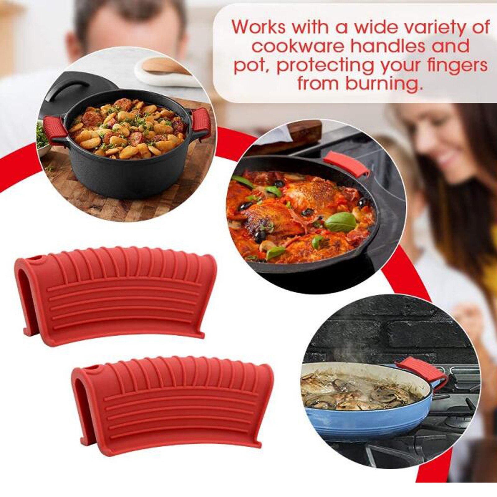 25 # Silicone Anti-échaudage Pan oreille pince haute température résistant antidérapant main Cli cuisine Anti-échaudage outil Pot oreille pince