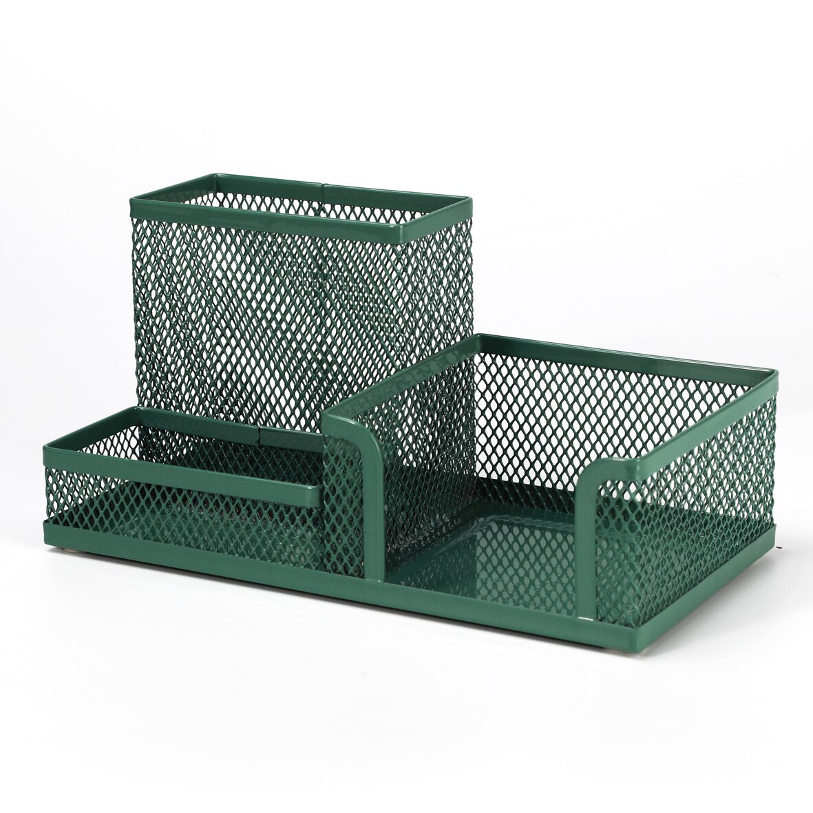 Mesh Desk Organizer Com Compartimento, Metal Office Storage Box, Suporte De Papelaria, Material De Escritório: green