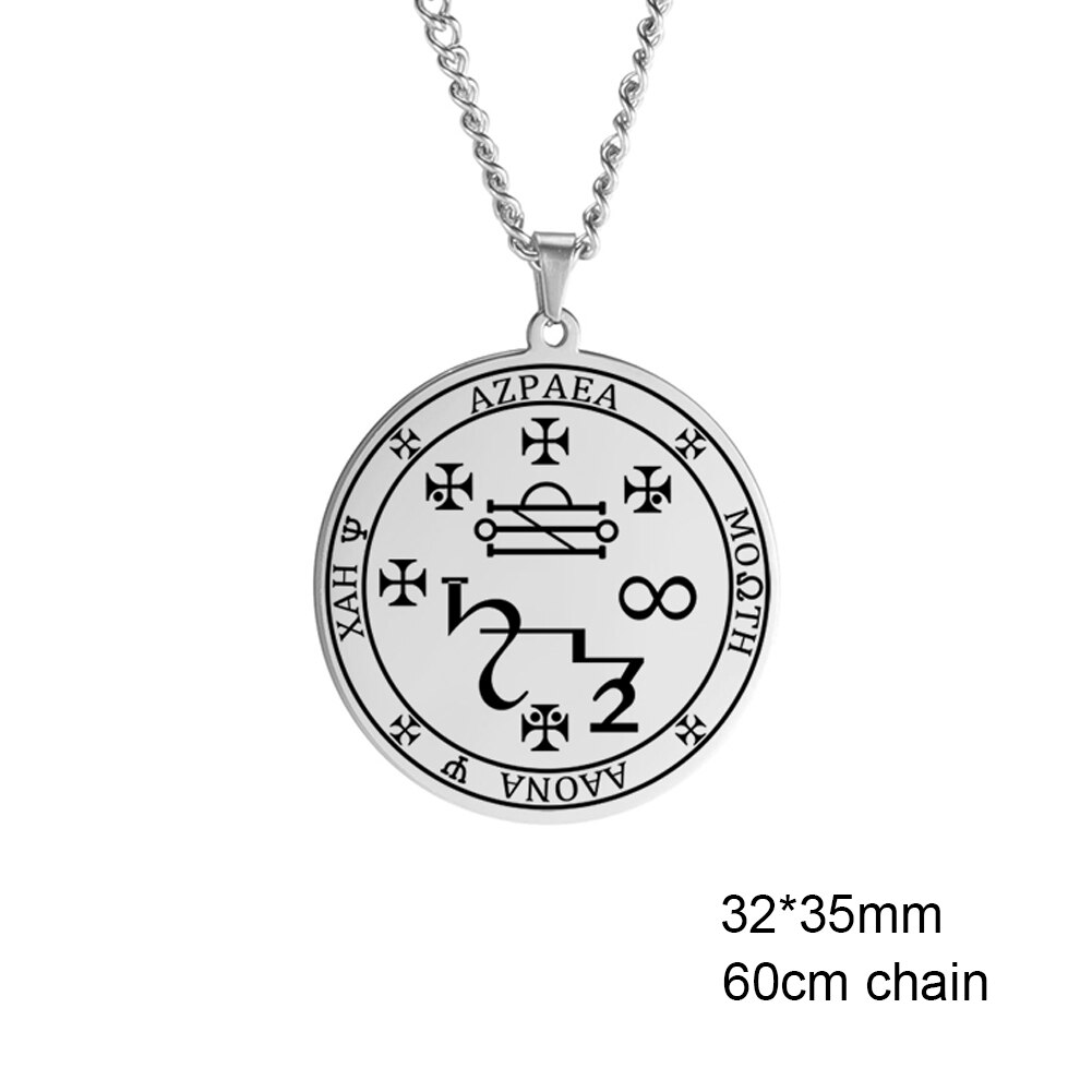 7 erzengel Sigil Charme Halsketten Pentagramm Magie Maskottchen Amulett Glück Schutz Supernatural Talisman Halskette Herren Halskette aus Edelstahl, Das des Mannes, Halskette mit Erzengel-Set Neujahrsgeschenk: Azrael Steel