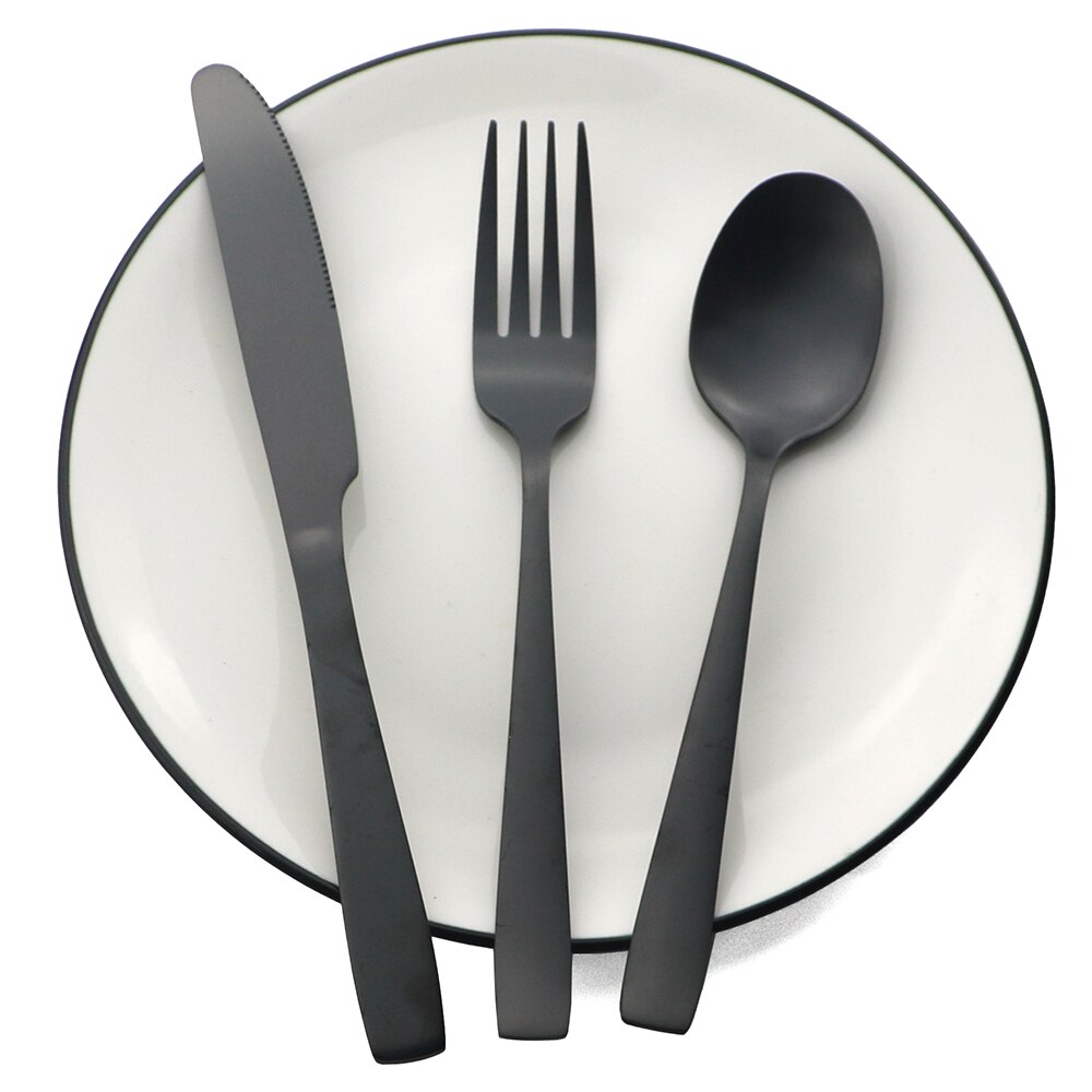 Service de couverts noir mat, couteau fourchette cuillère service de couverts service de table à Dessert service de vaisselle en acier inoxydable service de vaisselle de cuisine
