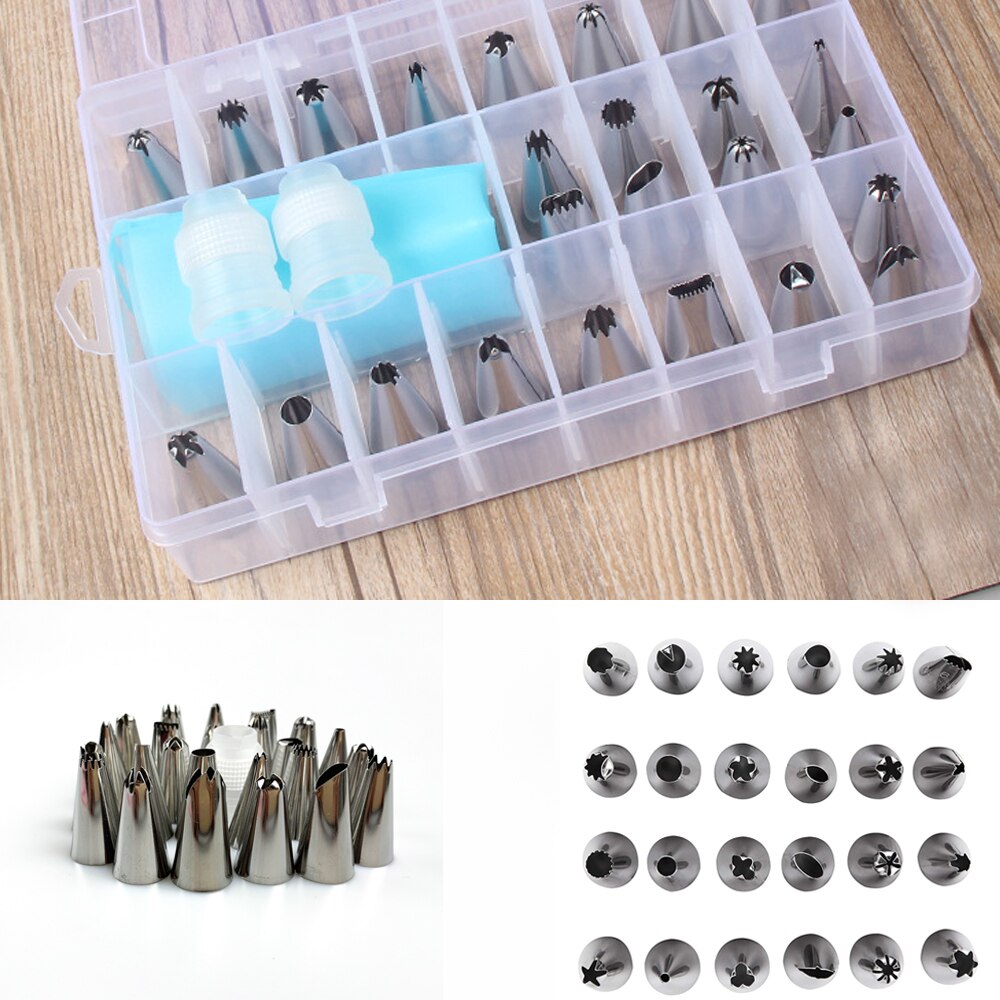 27Pcs Rvs Cake Decorating Tip Pipping Nozzles Pastry Russische Nozzle Tips Voor Zoetwaren Tools Decor Tip Cake Tool