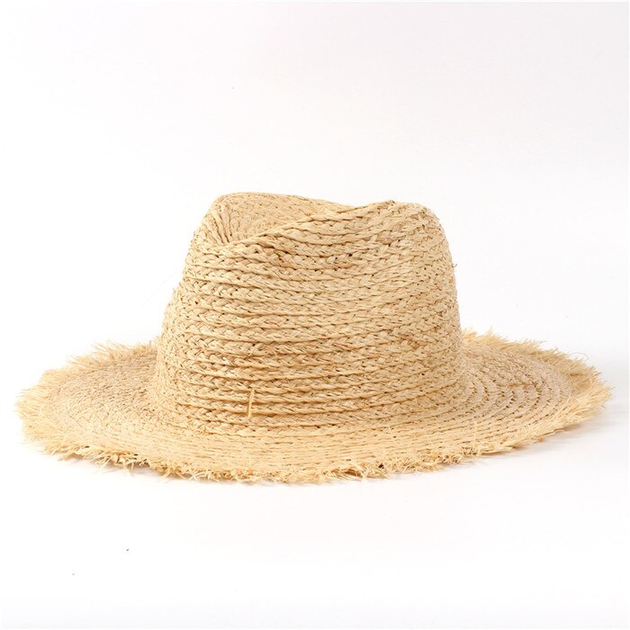 100%  raffia stro zomer dames reis strand zonnehoed voor dames fedora slappe brede rand panama zonnekap: Default Title