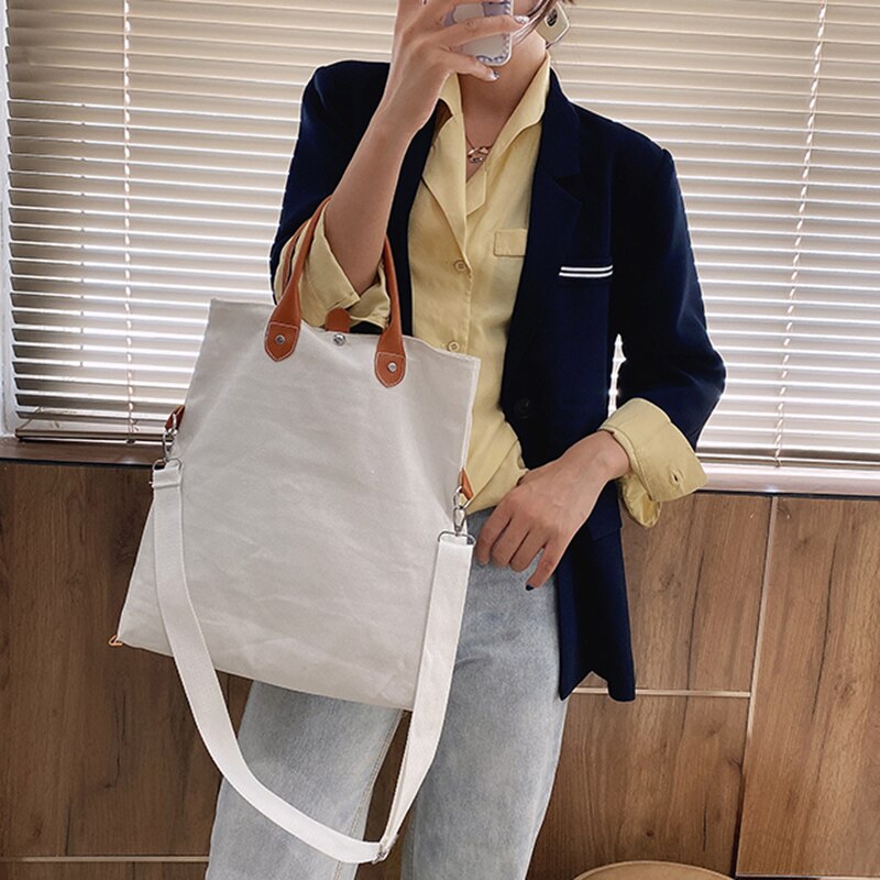 Women High Capacity Bag Studend Solid Shoulder Canvas Bag Shopping Tote Bags Lady Bag Female Casual Underarm Handbag