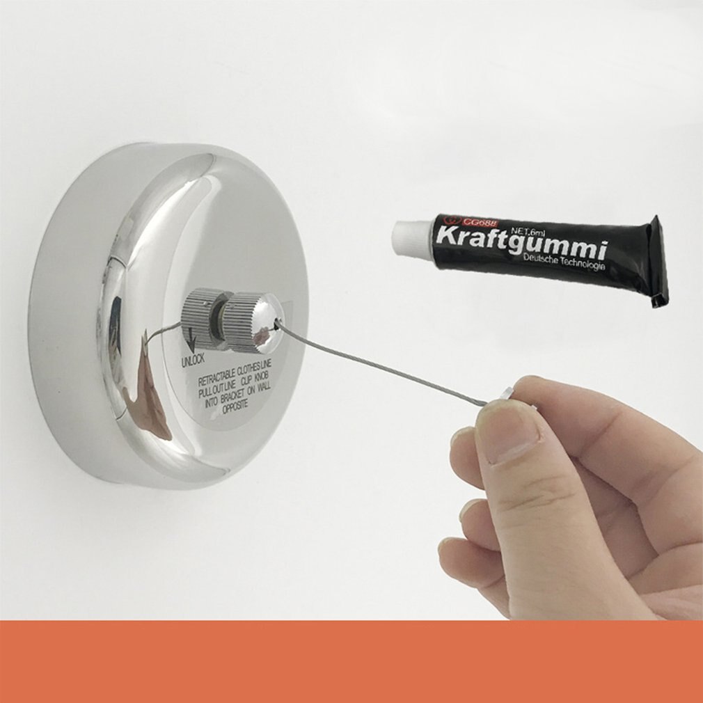 2.8m Portable drying rack 304 Stainless Steel Household Non-perforated Retractable Plastic Nylon Rope Wall-mounted Clothesline