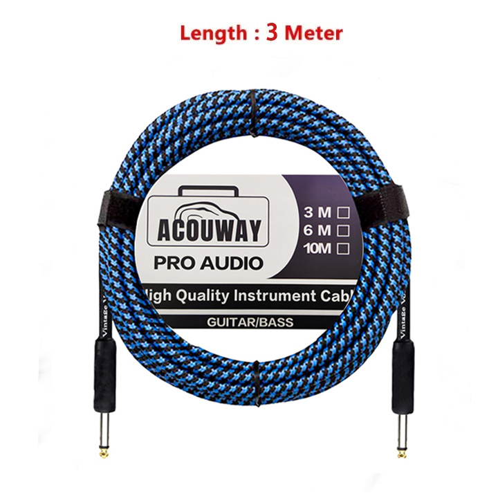 Cable de guitarra Cable Jack línea bajo caja eléctrica Cable de Audio línea de reducción de ruido Cable blindado 3/6/10 metros: Blanco