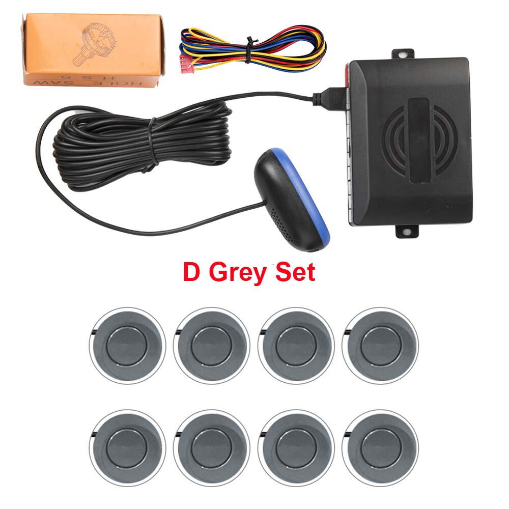 Auto Parktronic Parking Sensor 8 Led Display Monitor Voice Alarm Motion Backlight Auto Radar Detector Front Parkeersensoren: Gray