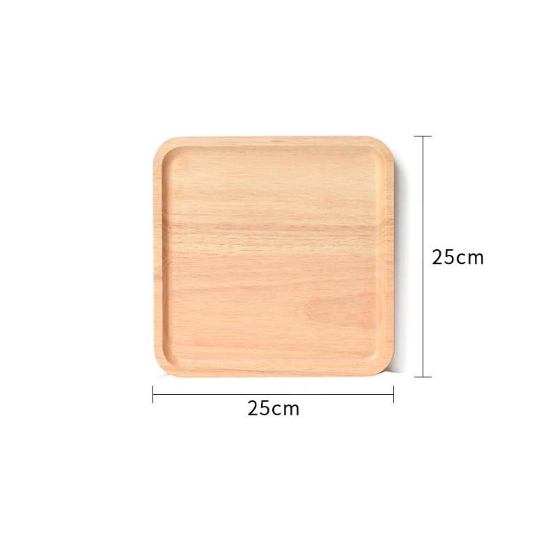 Whole Wood Lovesickness Wooden Tray Tableware Round Solid Wood Plate Dishes Saucer Tea Tray Dessert Dinner Plate Home Dinnerware: Square-25cm