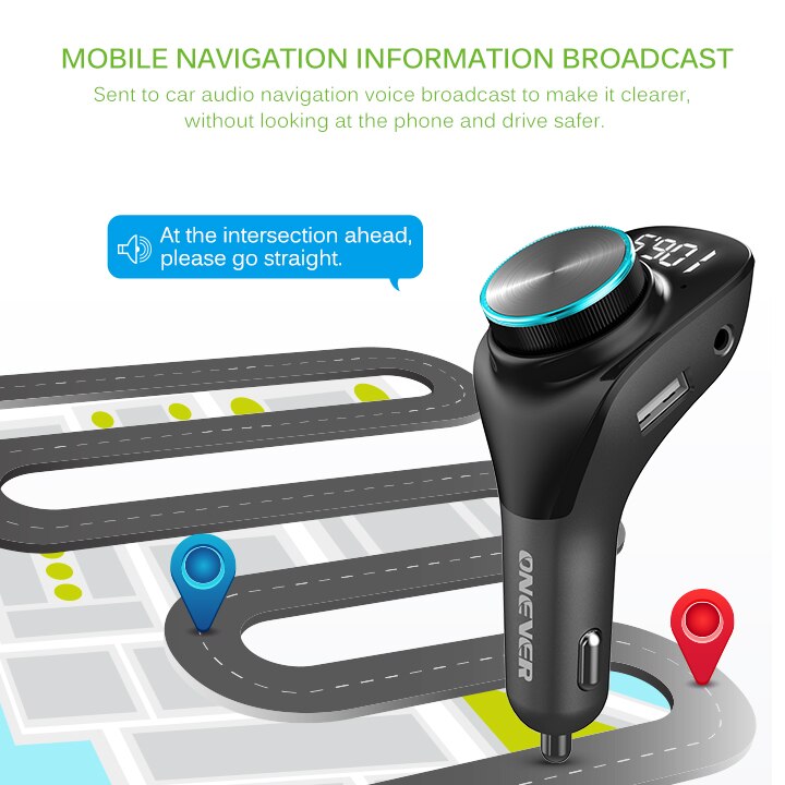 Kit de manos libres para coche, transmisor FM inalámbrico con Bluetooth, reproductor de MP3 LCD, Cargador USB 2.1A, manos libres para IPhone y Android