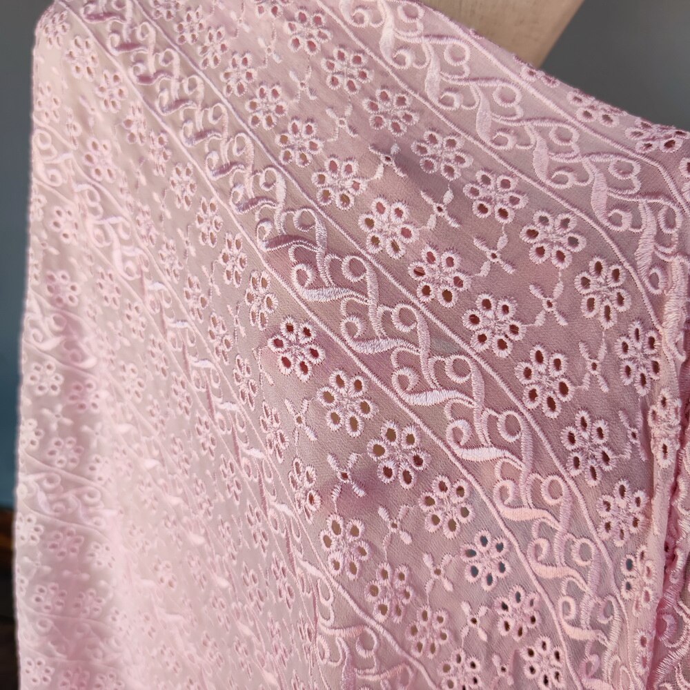 pink Lace Color silk Pure Silk Evening Dress Wedding 100% Silk Fabirc Silk chiffon embroidery