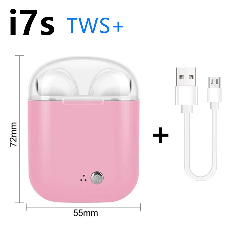 Auriculares Bluetooth i7s TWS 5,0, auriculares inalámbricos con sonido de alta fidelidad, Auriculares deportivos estéreo, auriculares para juegos manos libres para xiaomi huawei: i7s twsMAX pink