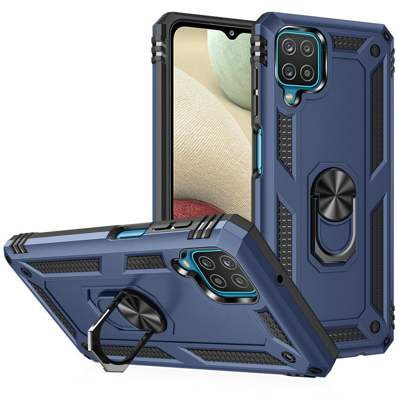 Funda armadura 3D para Samsung Galaxy A12 SM-A125F SM-A125M, carcasa metálica para teléfono móvil