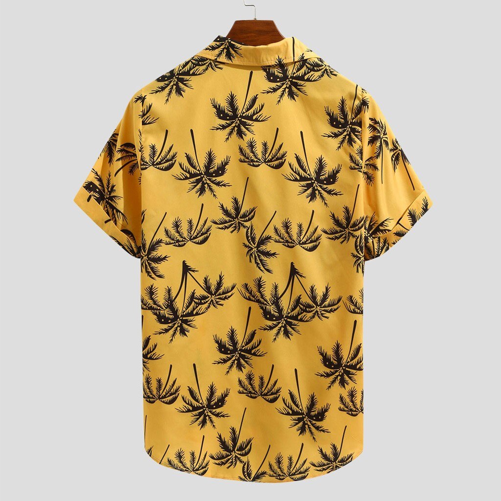 Men Shirt Printed Hawaiian Loose Beachwear Short Sleeve Casual Buttons Shirt Casual Shirt 3.21