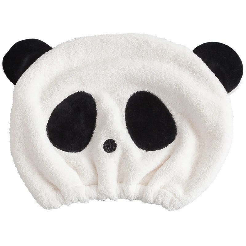 Panda badehætte sødt barn tørt hår håndklæde tørring ultrablødt rundt hår tør hat koral fleece håndklæder patchwork tegneserie håndklæder