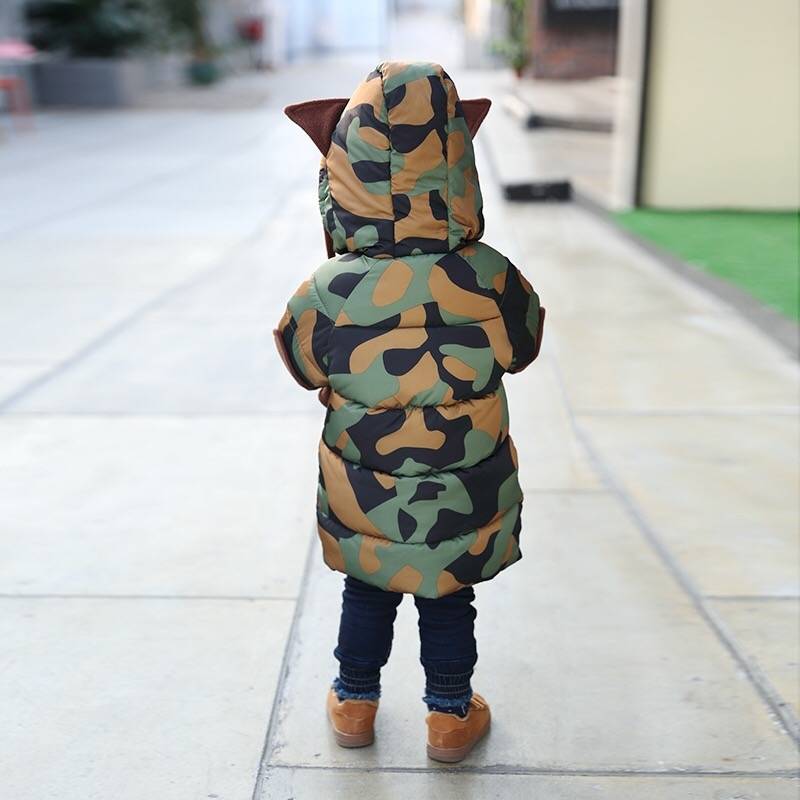 2020 autunno Inverno Del bambino Dei Ragazzi Del Rivestimento Del Fumetto con Cappuccio infantile Ragazzi Camuffamento Cappotto di 1-7 Anni Del bambino Del bambino parka Neonato Snowsuit