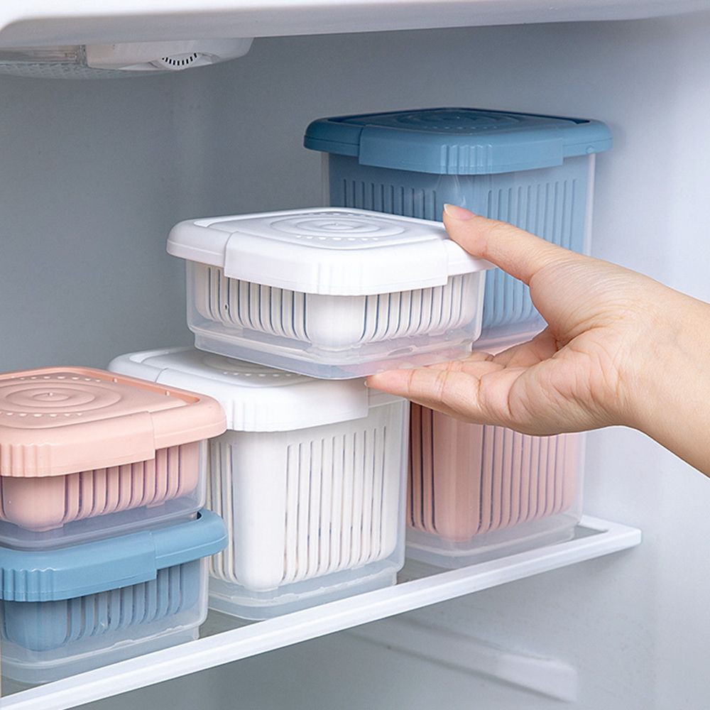 Gadget de cuisine en plastique épais Double couche scellé, conteneur de gingembre, conteneurs de stockage de fruits, plateau de légumes, boîte de rangement pour réfrigérateur