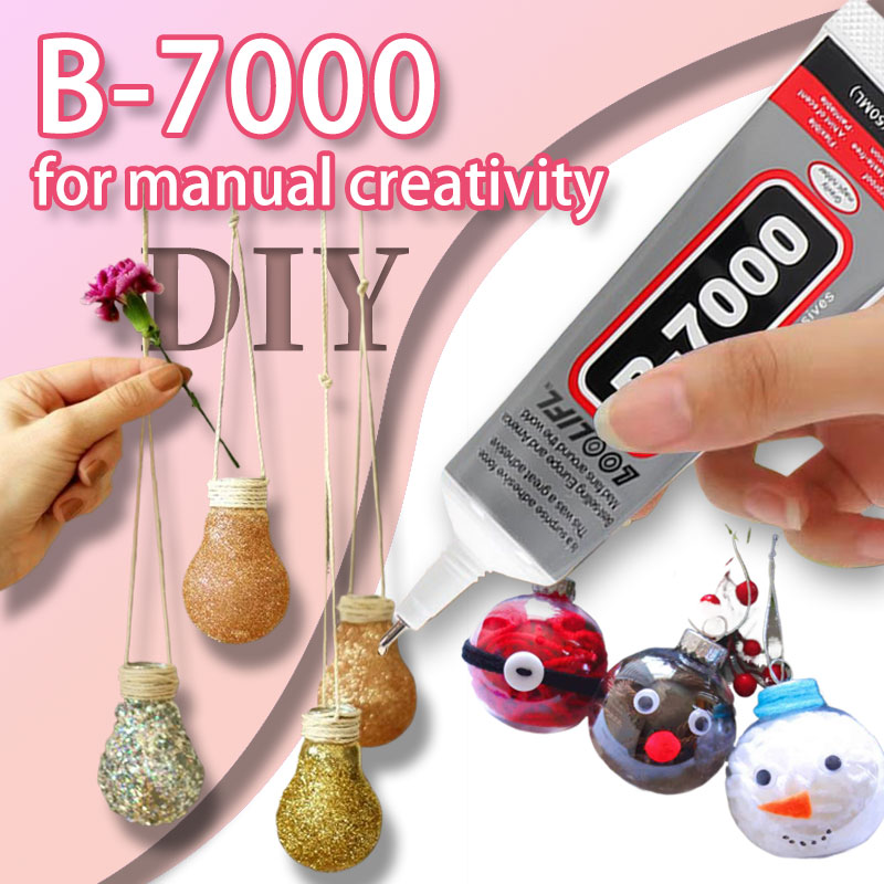 B7000 Glue, Handy-Bildschirmkleber, geeignet für Schmuck, Hausbau-Modelle, Trockenblumen, Holzrahmen, Stoffe, Pappe, Wollstoffe, universelle Bastelarbeiten, kreativer, weicher Kleber, Anti-Verstopfungs, 110ml