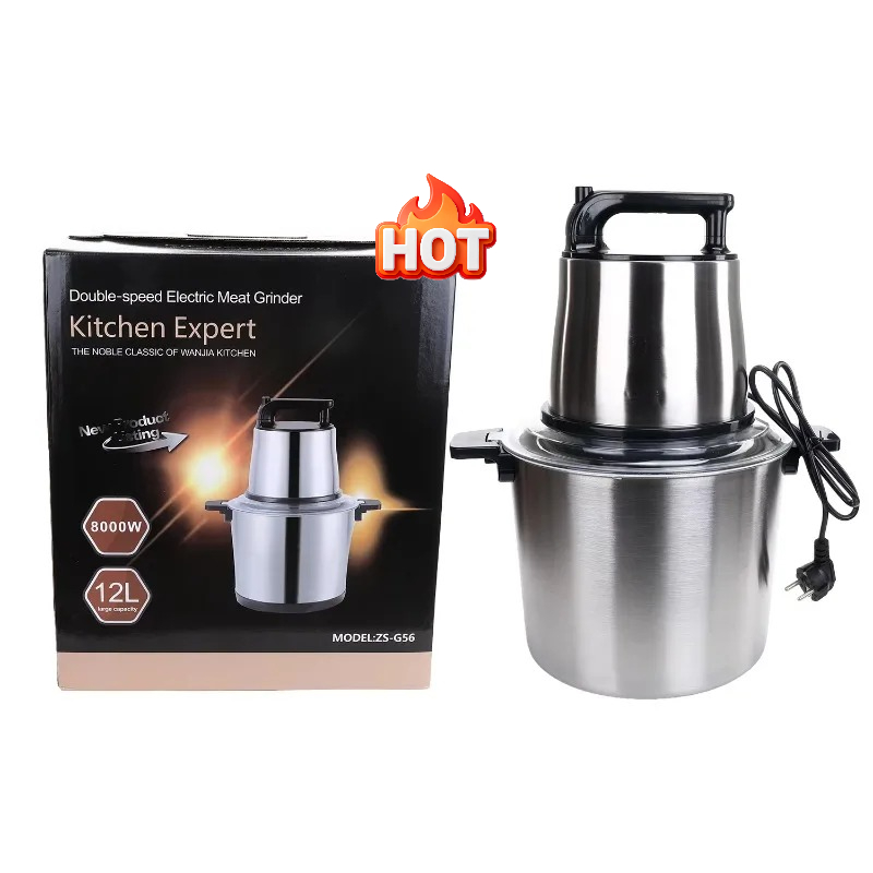 8L/12L Large Capacity Food Processor Meat Grinder Vegetable Blender Chopper Mincer Fufu Pounding Machine for Yam Mixer: Lavender / UK