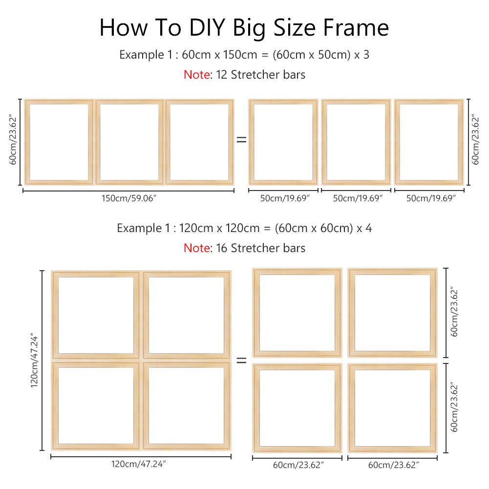 Barres De Civière En Bois Pour Toile 40.6x50.8cm - Kit Cadre Peinture à L'Huile DIY 16x20 Pouces