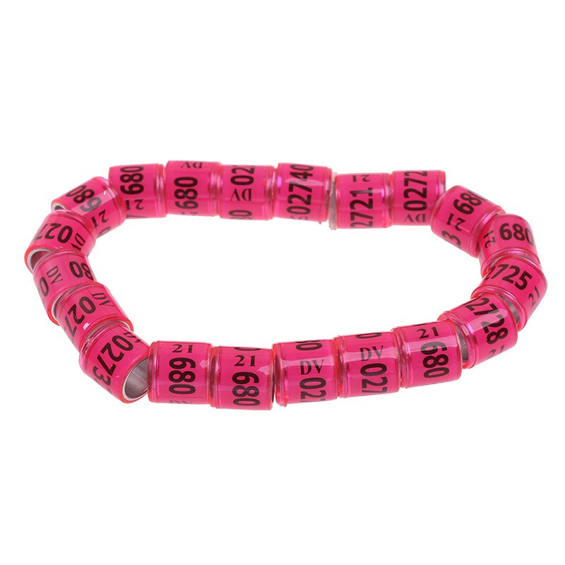 20 Stuks Multicolor Duif Voetring Met Woord Oorbellen Duurzaam Vogel Ring Duif Voetring Vogel Gereedschap: Roze
