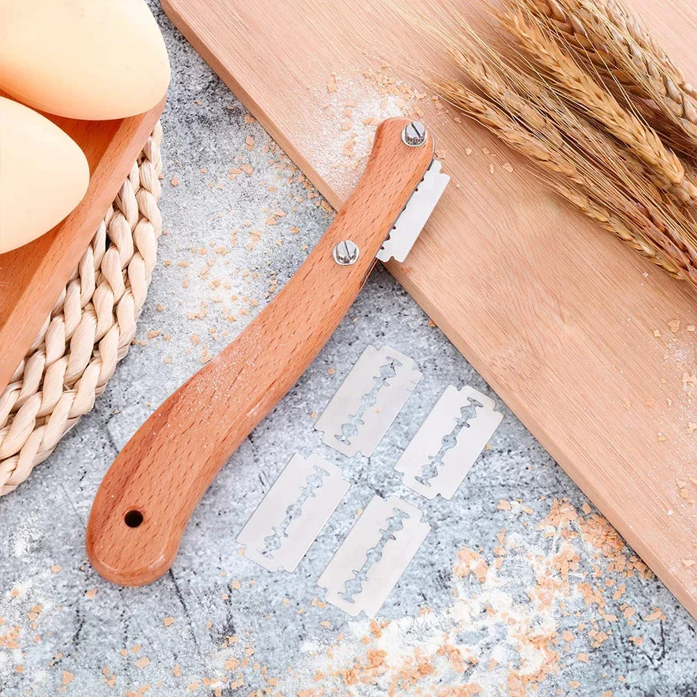 Bread Cutter Lame Wooden Handle Slashing Dough Scoring Knife with Replaceable Blades For Making Kitchen Tools