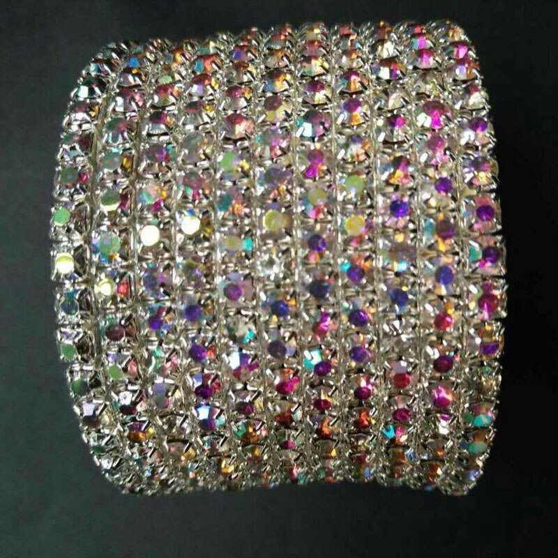 TDQUEEN Armreifen Silber Überzogene Pulseiras Armband Kristall Strass Multi-reihe Spiral Armreif Armband für Frauen