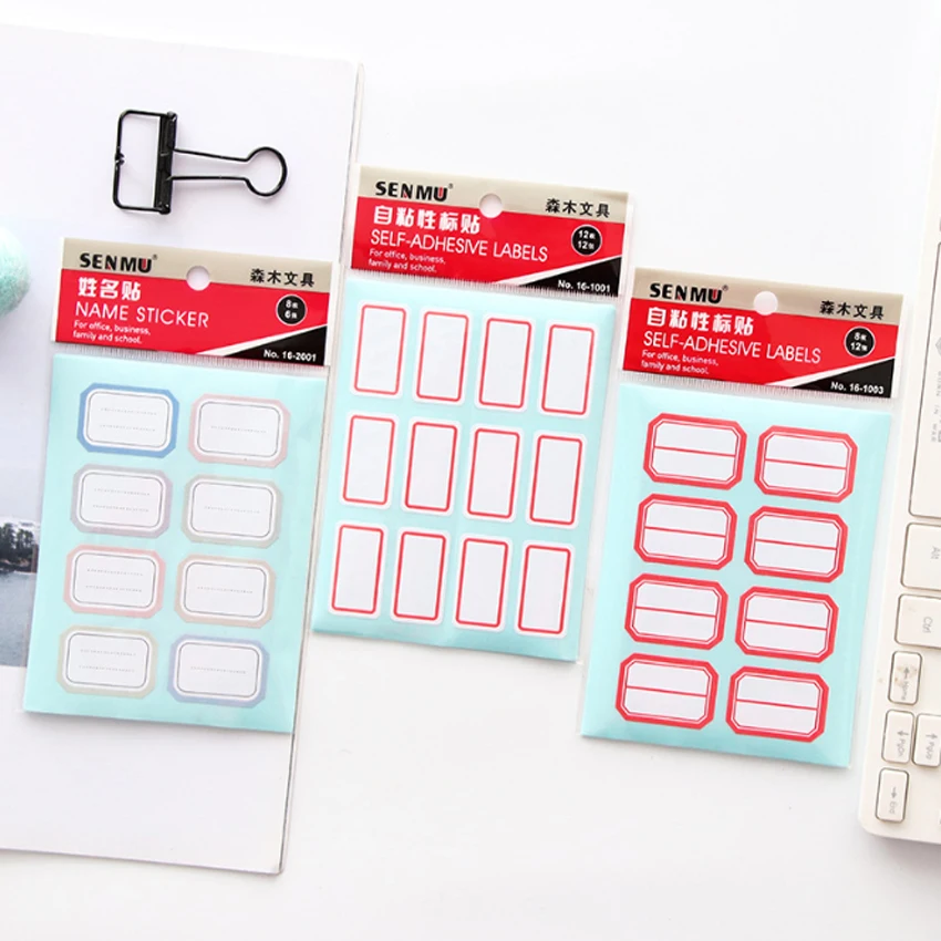 1 pak/partij zelfklevende papieren sticker blanco naam sticker etiketten memo stickers set briefpapier herinnering bladwijzer zegel label