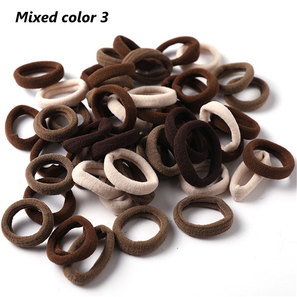 50pcs No-damage Hair Ropes Mini Elastic Rubber Hair Bands for Women Seamless Hair Ties Ponytail Holders Hair Accessories: Mixed color 3