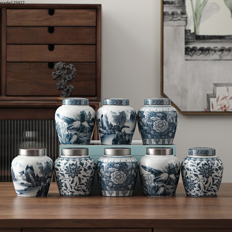 Klassieke Bloem Landschap Patroon Keramische Opslag Pot Met Deksel Grote Capaciteit Thee Blikjes Huishoudelijke Snoep Moer Verzegeld Opslag Jar
