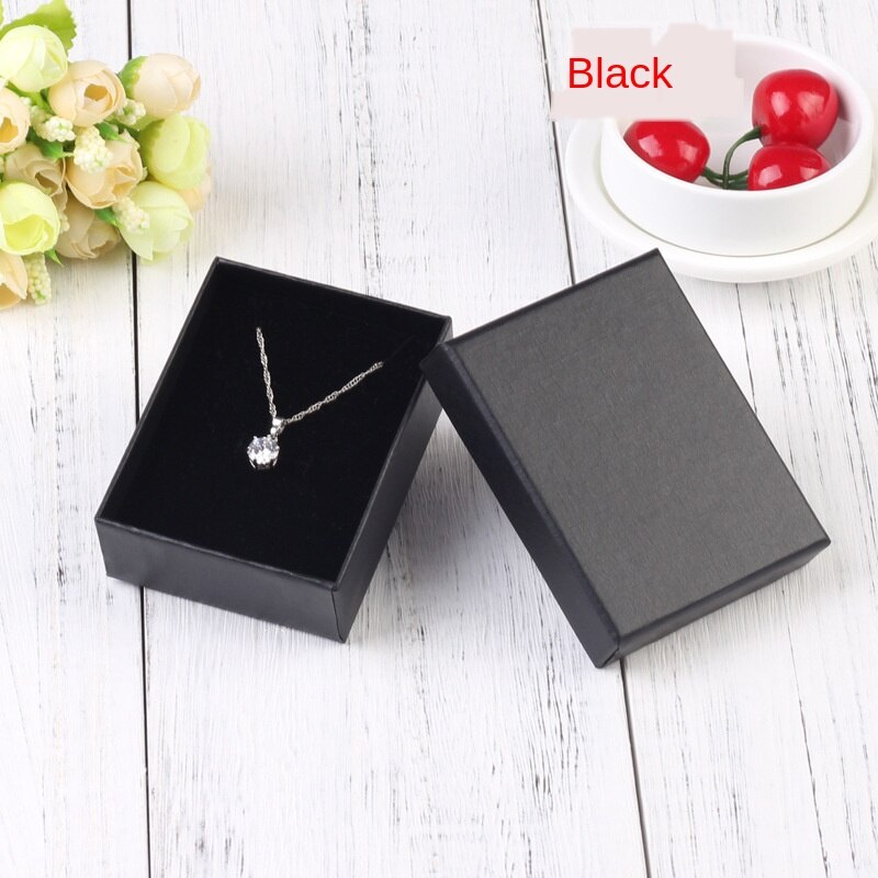 Vierkante Sieraden Doos 7X9X3cm Ketting Ring Box Voor Sieraden Multi Kleuren Sieraden Verpakking Geschenkdozen Oorbel Display Zwart Roze: black