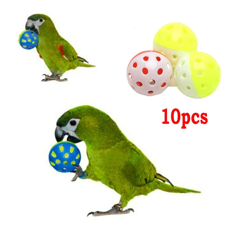 10Pcs Pet Parrot Toy Colorful Hollow Rolling Bell Ball Bird Toy Parakeet Cockatiel Parrot Chew Cage Fun Toys Pet Parrot Toy
