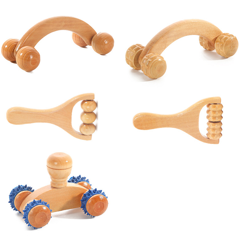 Houten Massage Roller Therapie Lichaamsmassageapparaat Voet Gezicht Schouderhals Hand Duw Roller Massageapparaat Lichaam Rustgevende Massage Tool